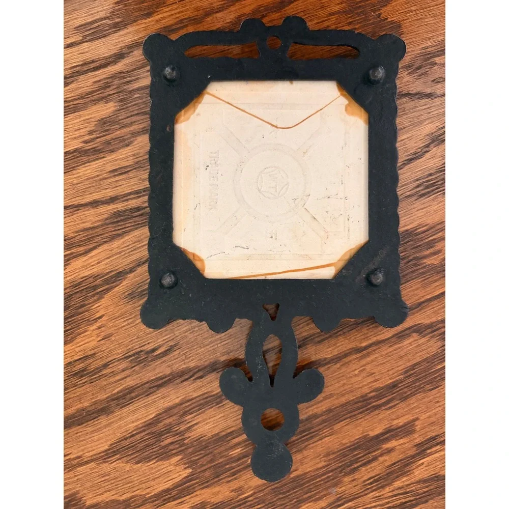 Small Vintage Cast Iron Trivet Ceramic Tile My Kitchen Best Folk Art Wall Decor